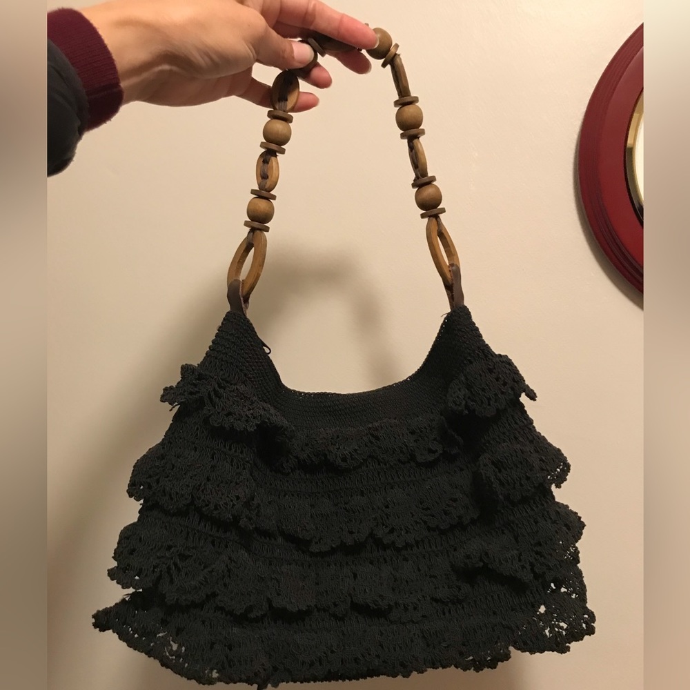 Cappelli crochet hand bag in black - Picture 9 of 13